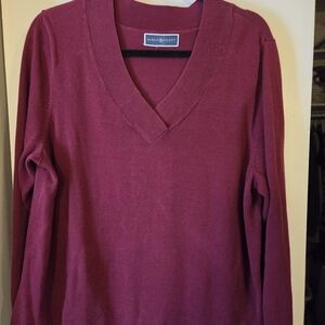 Karen Scott Women's V-Neck Sweater - Deep Burgundy Red
